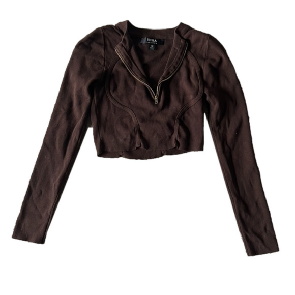 Brown cropped hera collection size medium great quality quarterzip - Picture 1 of 4